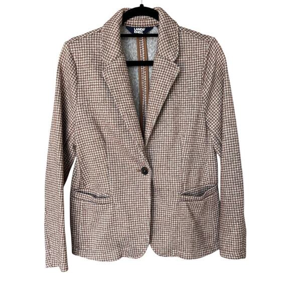 Lands' End Women's Camel Heather Fleece-Lined Blazer Jacket Size Medium 10-12 - Picture 1 of 9